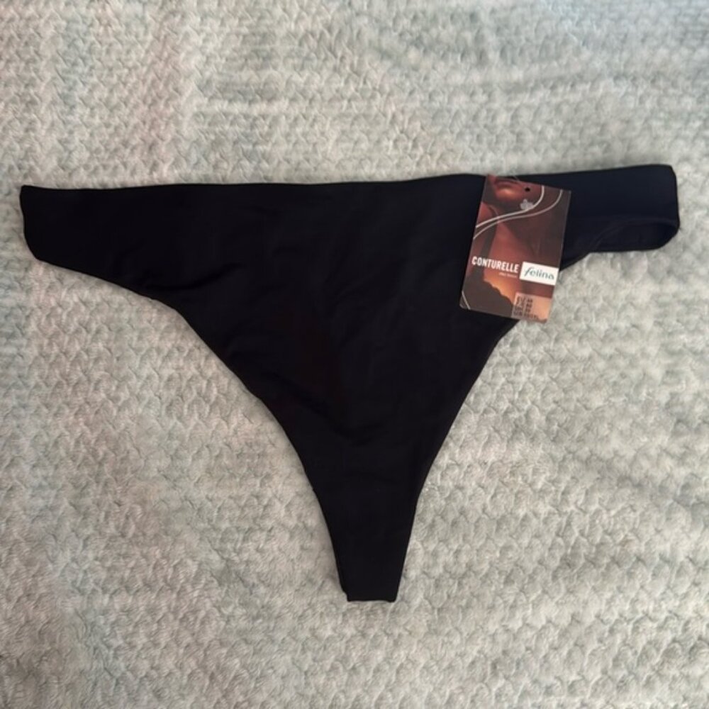 New Conturelle Felina Thong Underwear Black Size 10